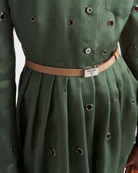 Green Organza Dress With Grommet Embellishment 